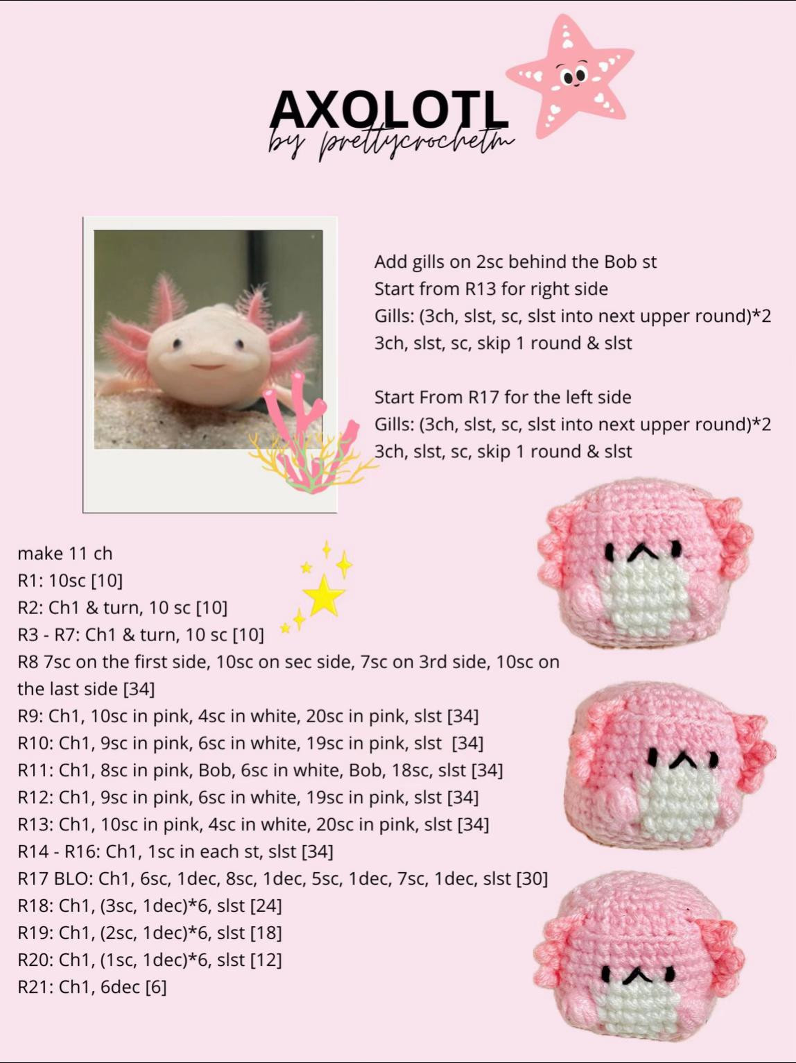 Cute Crochet Axolotl in a Flower Pot Pattern