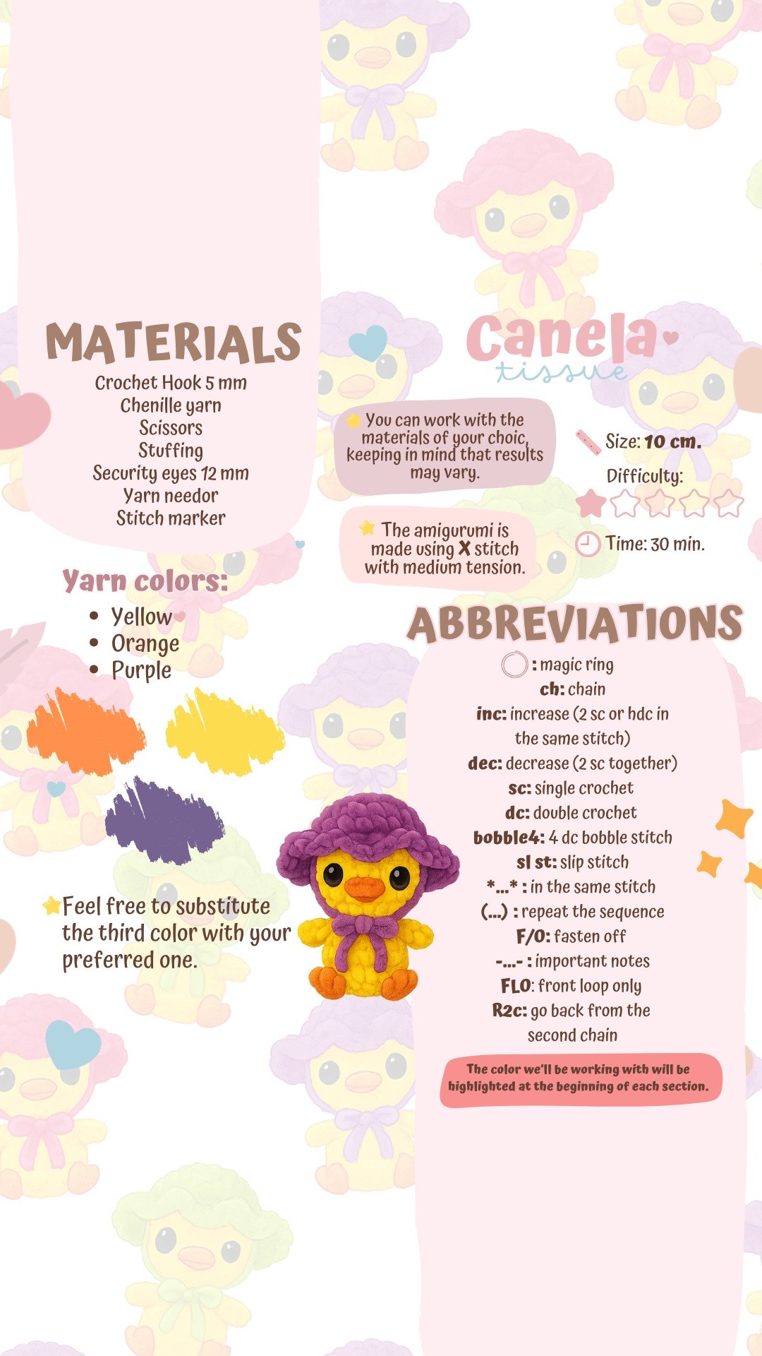Cute Crochet Chick Pattern with Adorable Purple Hat