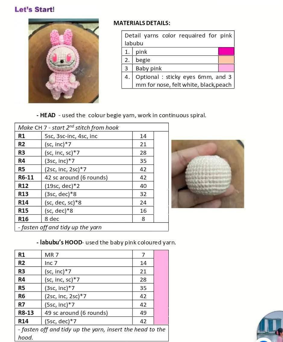 Cute Crochet Pattern: Adorable Amigurumi Characters labubu with Ears