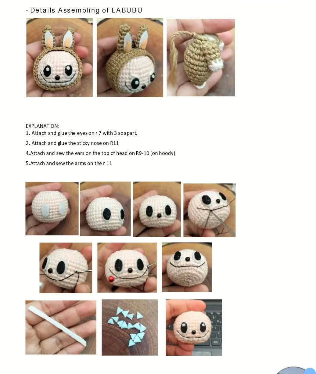 Cute Crochet Pattern: Adorable Amigurumi Characters labubu with Ears