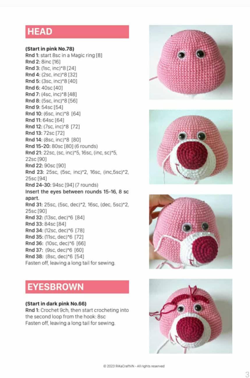 Cute Pink Bear Crochet Pattern with Yarn and Hook Set