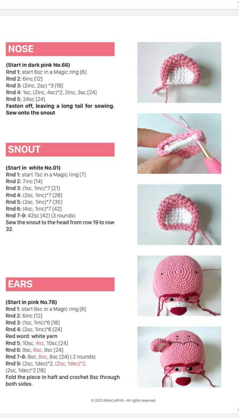 Cute Pink Bear Crochet Pattern with Yarn and Hook Set