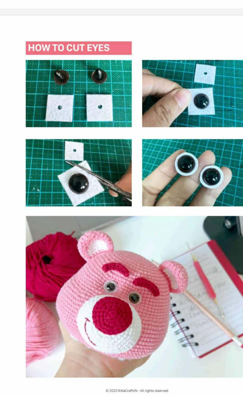 Cute Pink Bear Crochet Pattern with Yarn and Hook Set
