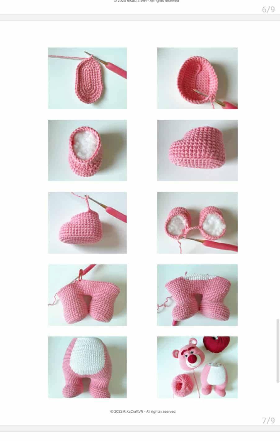 Cute Pink Bear Crochet Pattern with Yarn and Hook Set