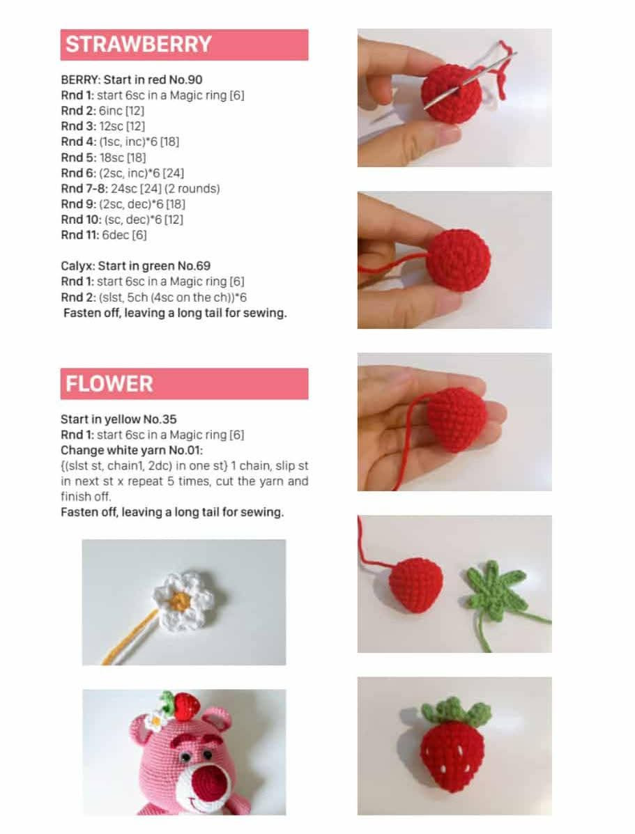 Cute Pink Bear Crochet Pattern with Yarn and Hook Set