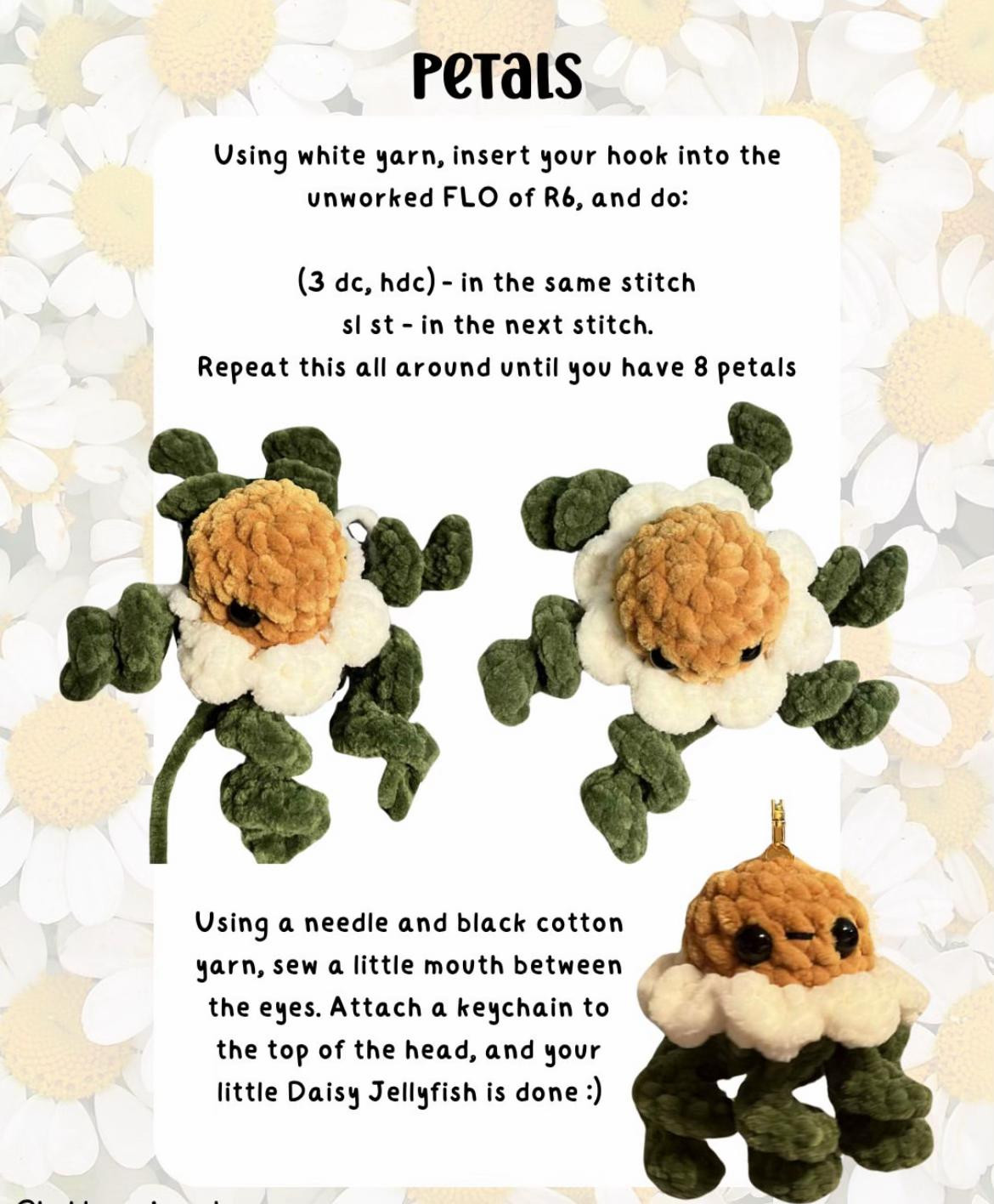 Daisy Jellyfish Keychain: Free No-Sew Crochet Pattern Guide