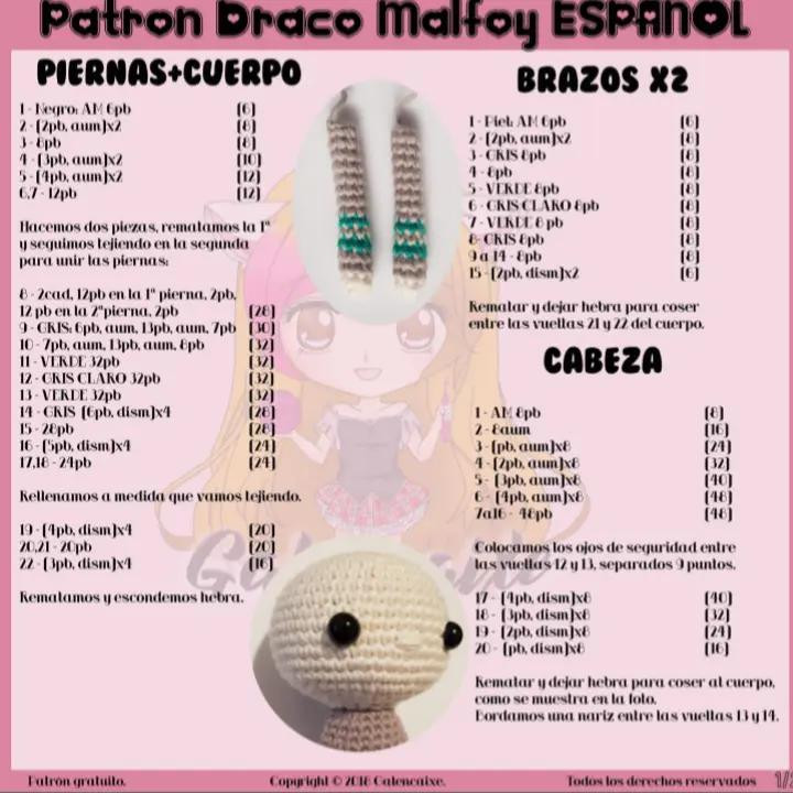 Draco Malfoy Amigurumi: Patrón Gratuito para Tejedores Creativos