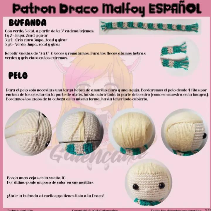 Draco Malfoy Amigurumi: Patrón Gratuito para Tejedores Creativos
