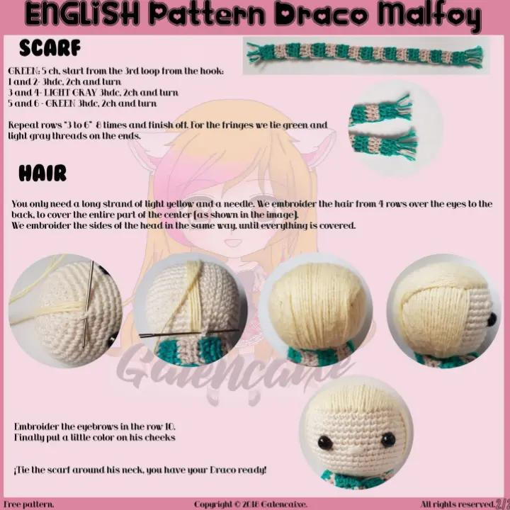 Draco Malfoy Amigurumi: Patrón Gratuito para Tejedores Creativos