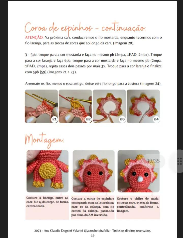 E-book de Amigurumis: Dinossauros Felizes em Crochê, Parte 1