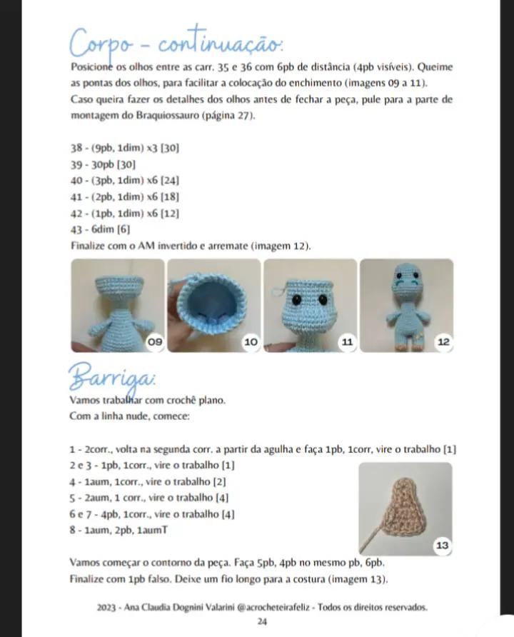 E-book de Amigurumis: Dinossauros Felizes em Crochê, Parte 1