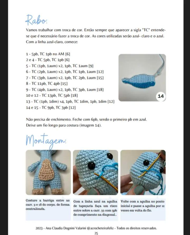 E-book de Amigurumis: Dinossauros Felizes em Crochê, Parte 1