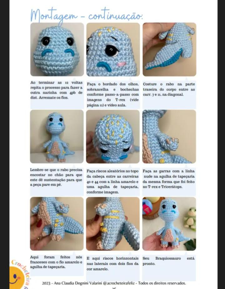 E-book de Amigurumis: Dinossauros Felizes em Crochê, Parte 1