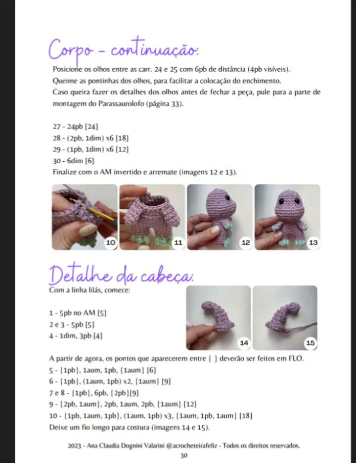 E-book de Amigurumis: Dinossauros Felizes em Crochê, Parte 1