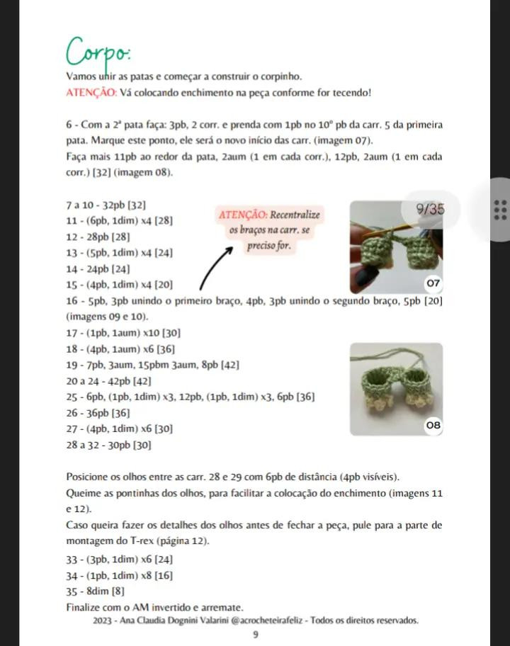 E-book de Amigurumis: Dinossauros Felizes em Crochê, Parte 1