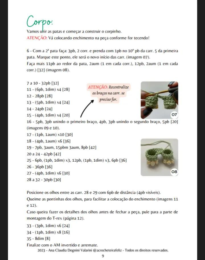 E-book de Amigurumis: Dinossauros Felizes em Crochê, Parte 1