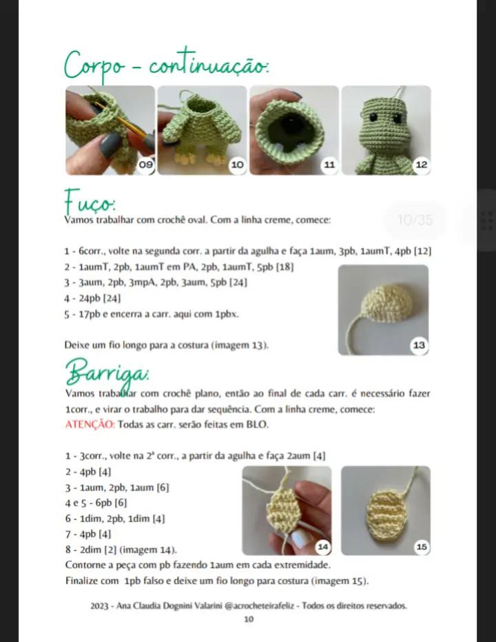 E-book de Amigurumis: Dinossauros Felizes em Crochê, Parte 1