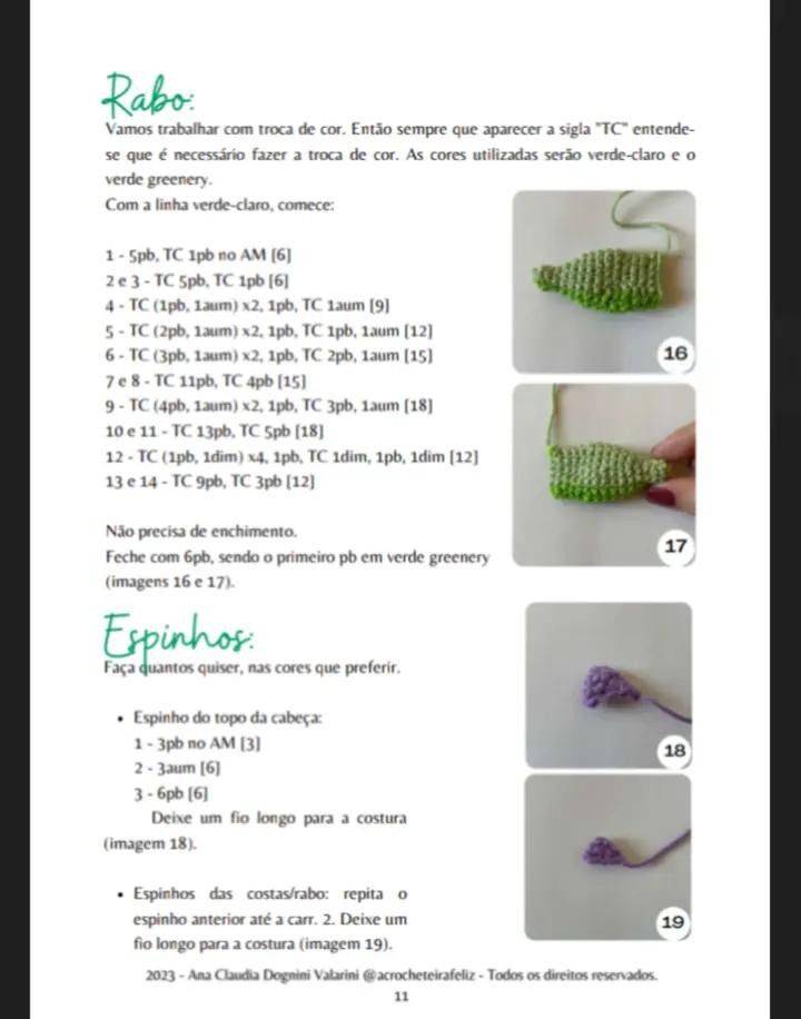 E-book de Amigurumis: Dinossauros Felizes em Crochê, Parte 1