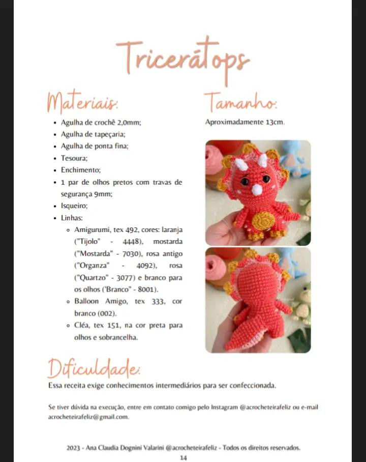 E-book de Amigurumis: Dinossauros Felizes em Crochê, Parte 1