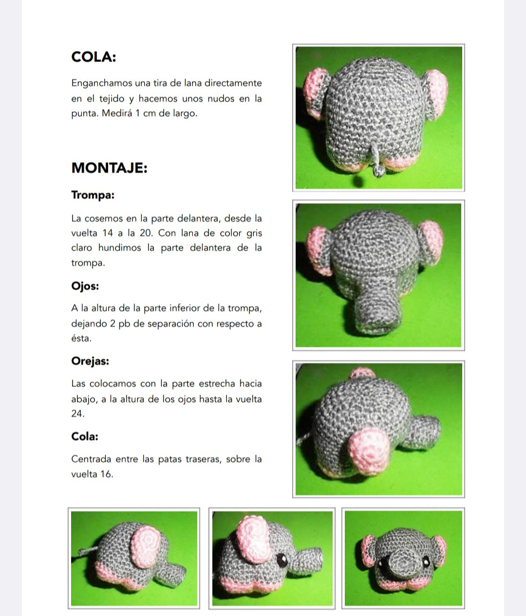 Elefante amigurumi: Guía detallada para tejer un llavero adorable
