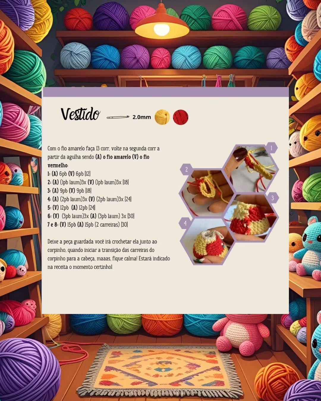 Emília, a Boneca de Crochê Colorida e Fofinha