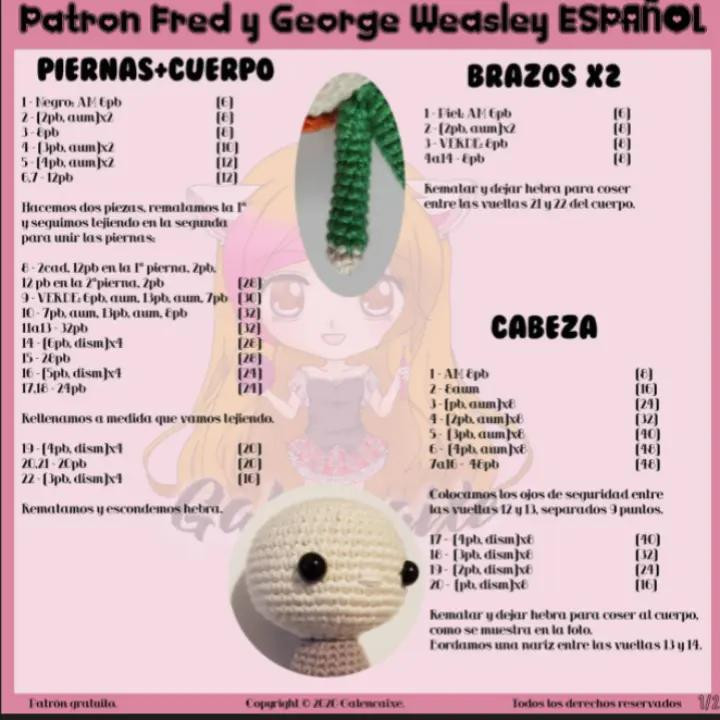 Fred y George: Instrucciones de Amigurumi Gratis para Tejedores