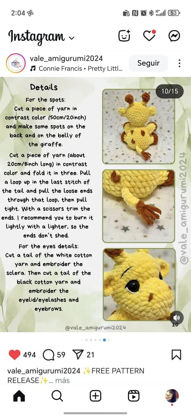 Free Crochet Pattern: Adorable Amigurumi Giraffe for Beginners