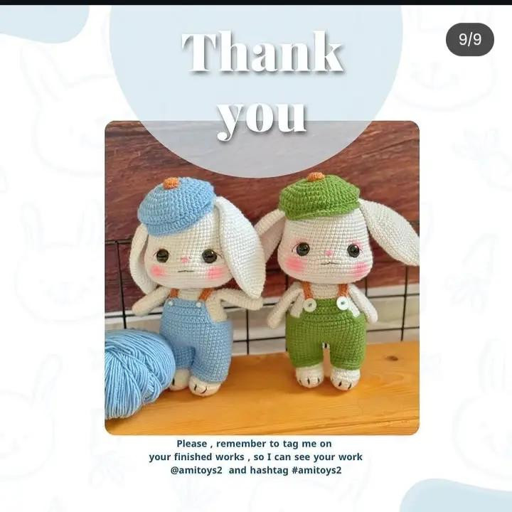 Free Crochet Pattern: Adorable Memo Bunny Amigurumi in Overalls