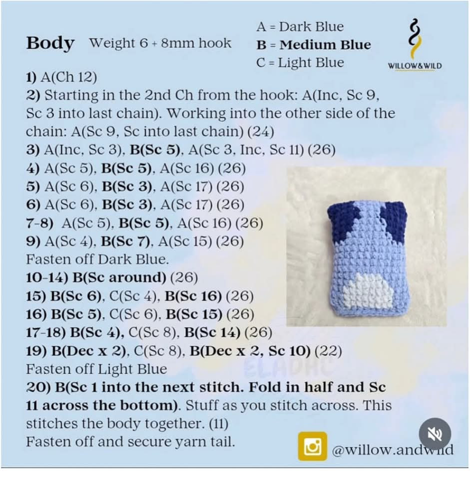 Free Crochet Pattern for Blue the Dog Amigurumi