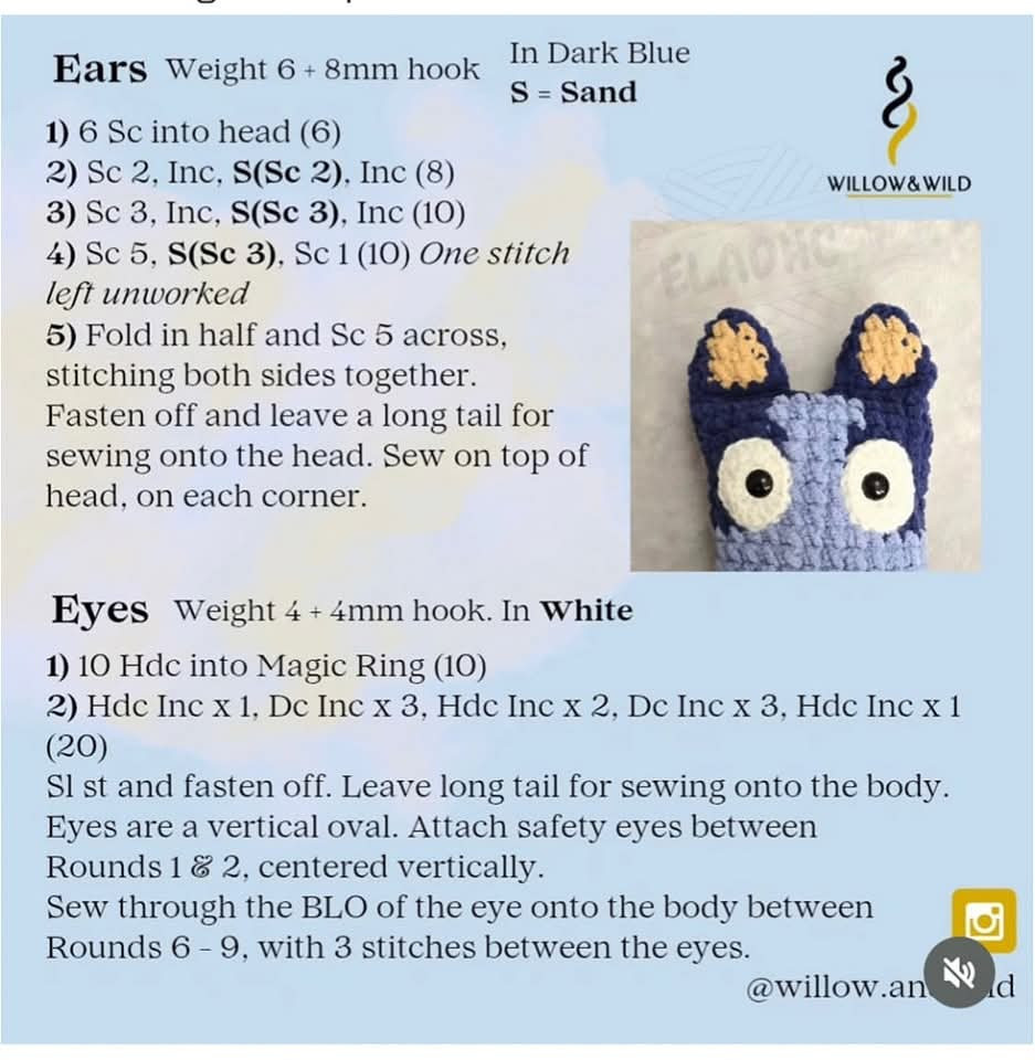 Free Crochet Pattern for Blue the Dog Amigurumi