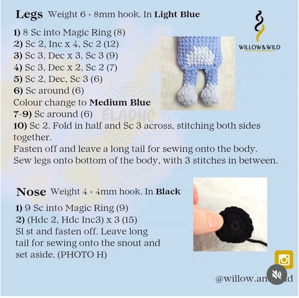 Free Crochet Pattern for Blue the Dog Amigurumi