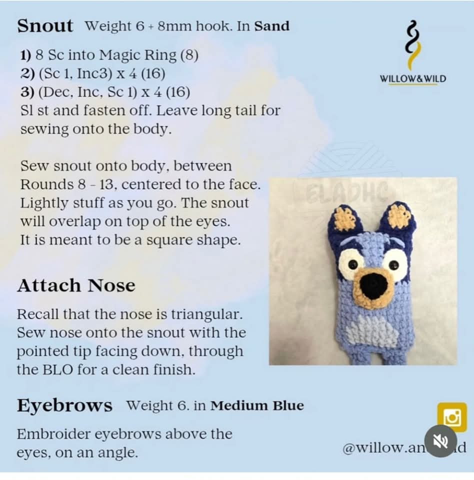 Free Crochet Pattern for Blue the Dog Amigurumi