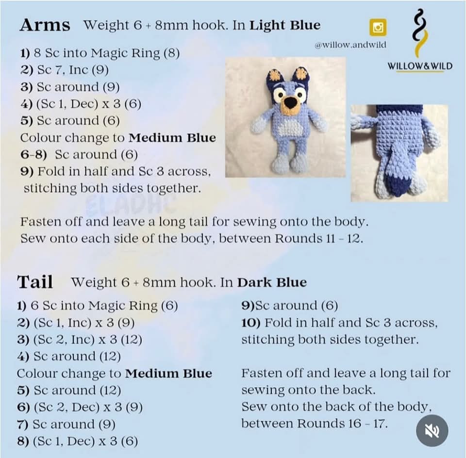 Free Crochet Pattern for Blue the Dog Amigurumi