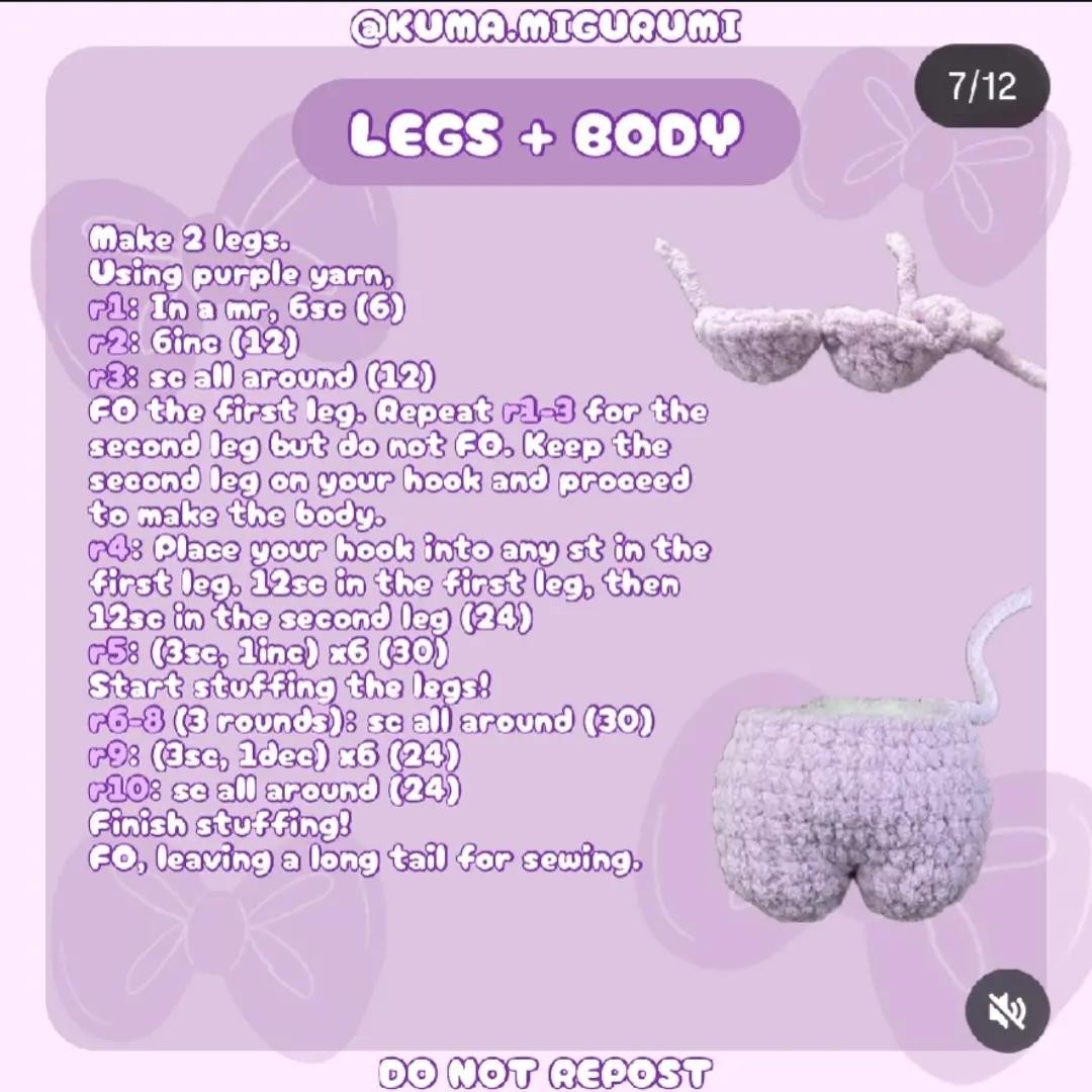 Free Crochet Pattern for Cute Purple Plushie Toy