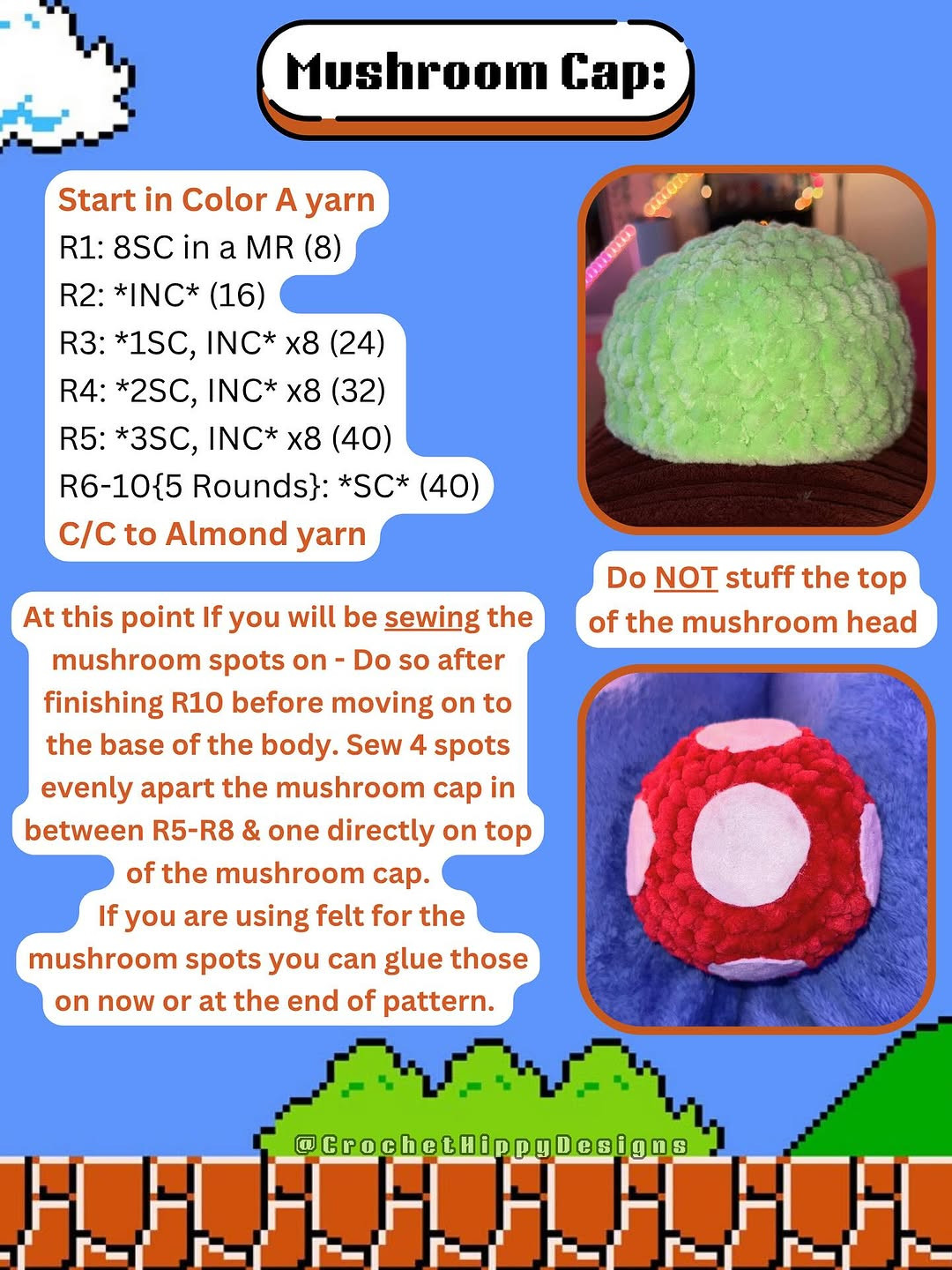 Free Crochet Pattern for Power Mushroom Plushies