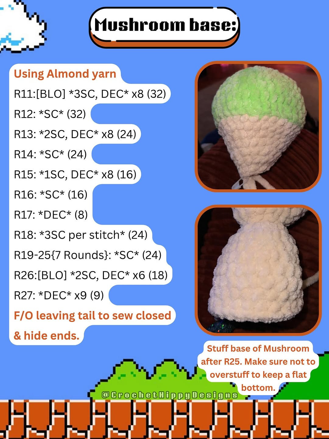 Free Crochet Pattern for Power Mushroom Plushies