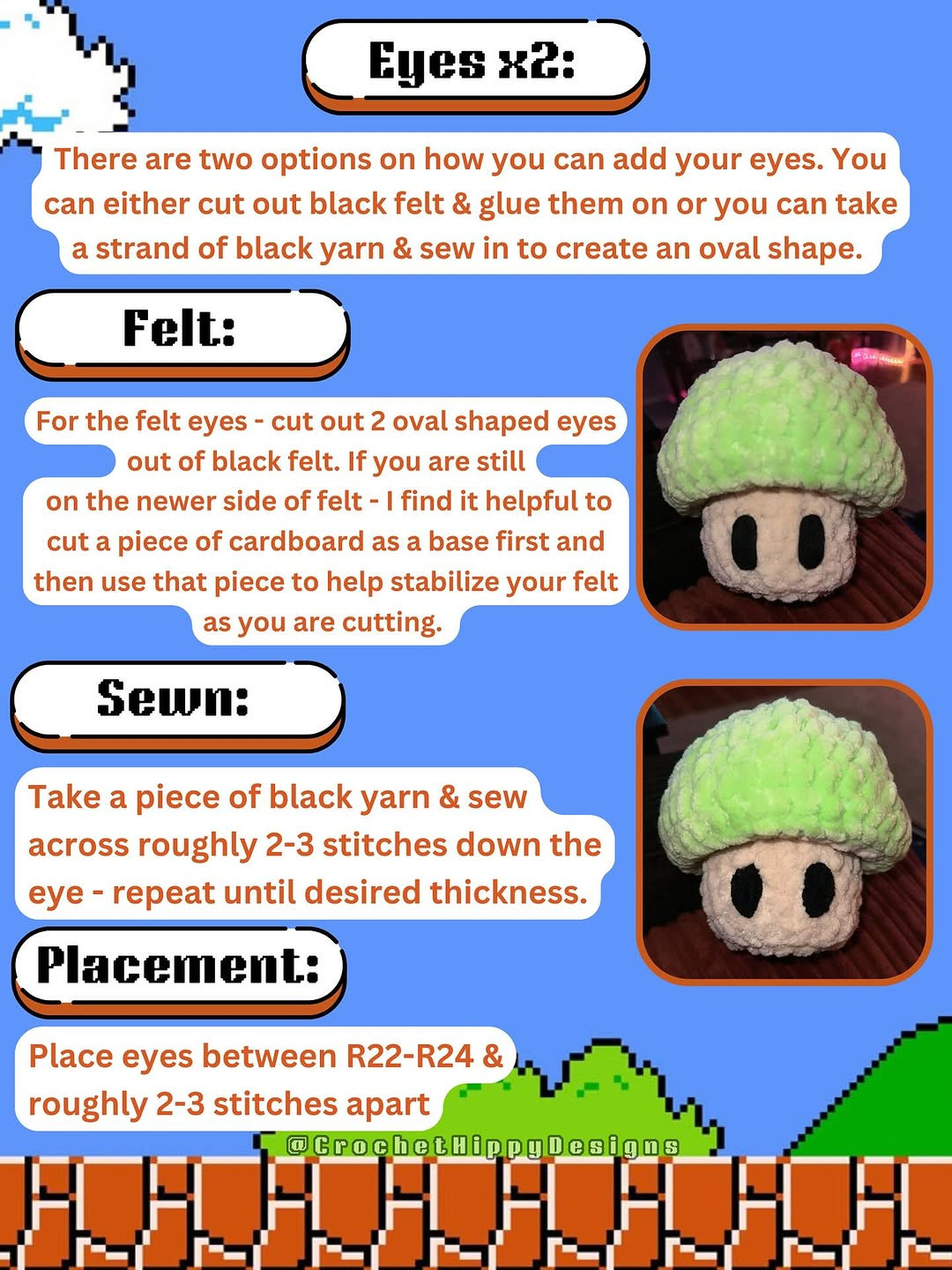 Free Crochet Pattern for Power Mushroom Plushies