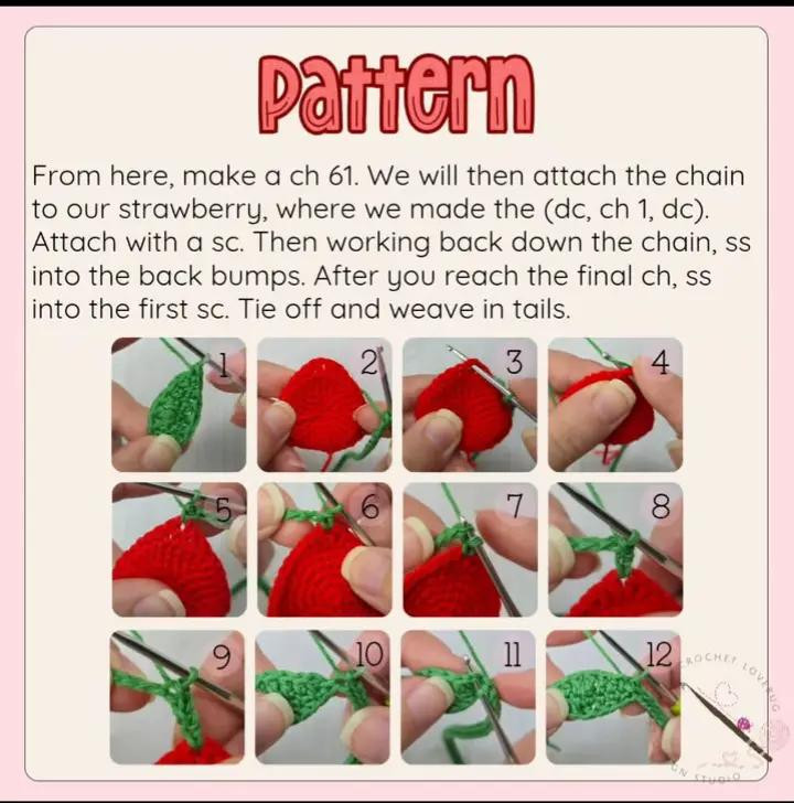 Free Crochet Pattern for Strawberry Bookmark