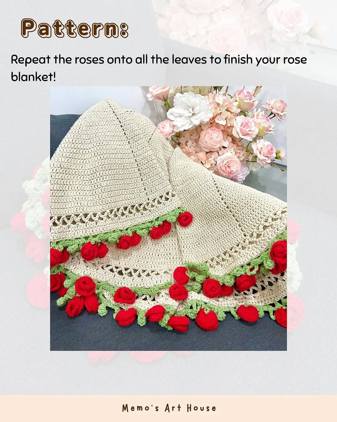 Free Crochet Pattern: Rose Bouquet Blanket Tutorial