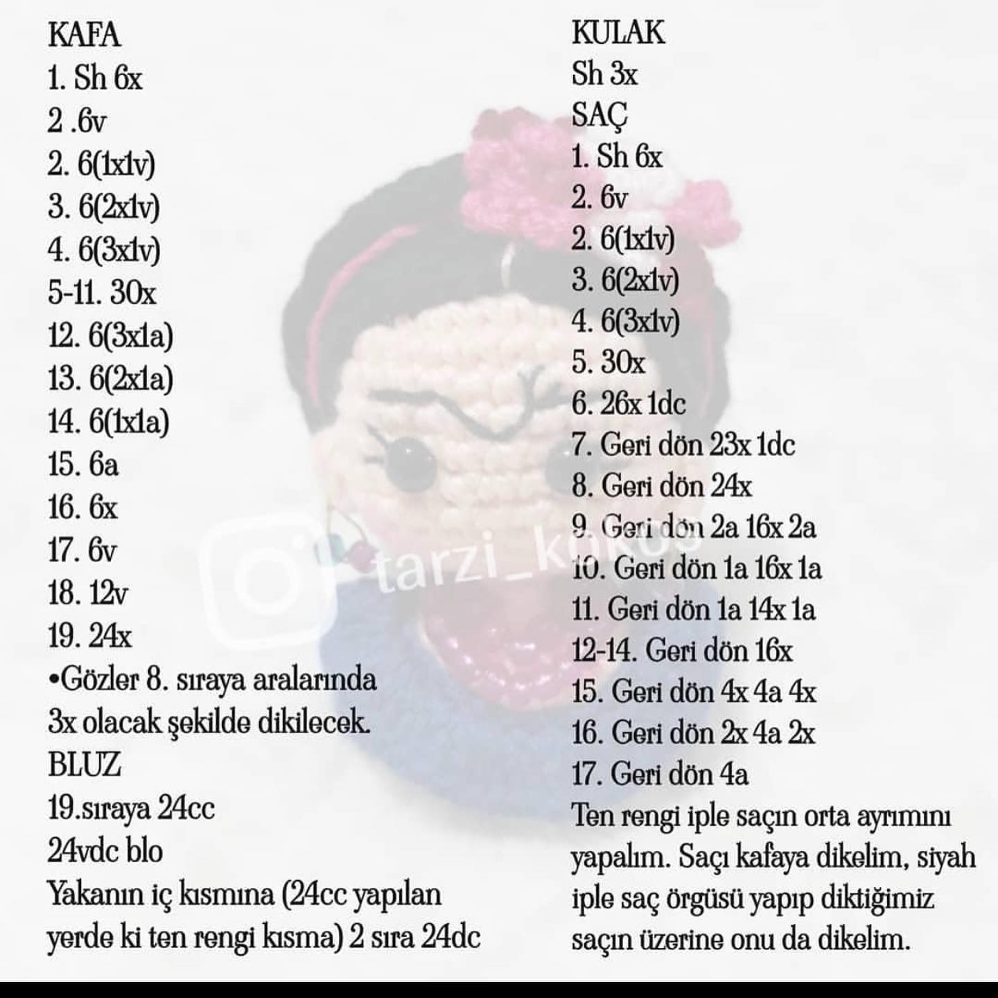 Frida Kahlo Anahtarlık İçin Örgü Modeli
