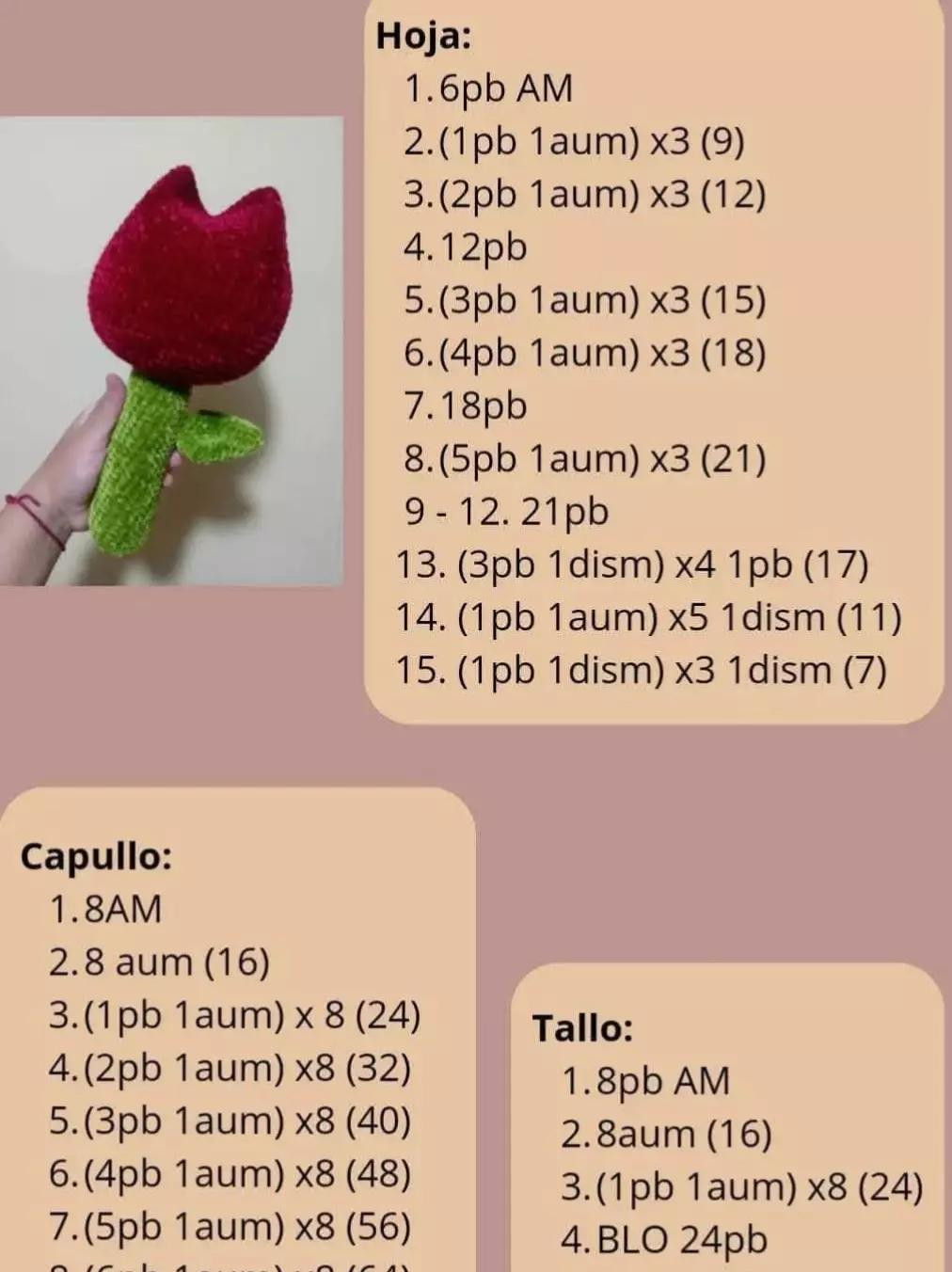 Gigante flor de tulipán de ganchillo: patrón gratuito para descargar