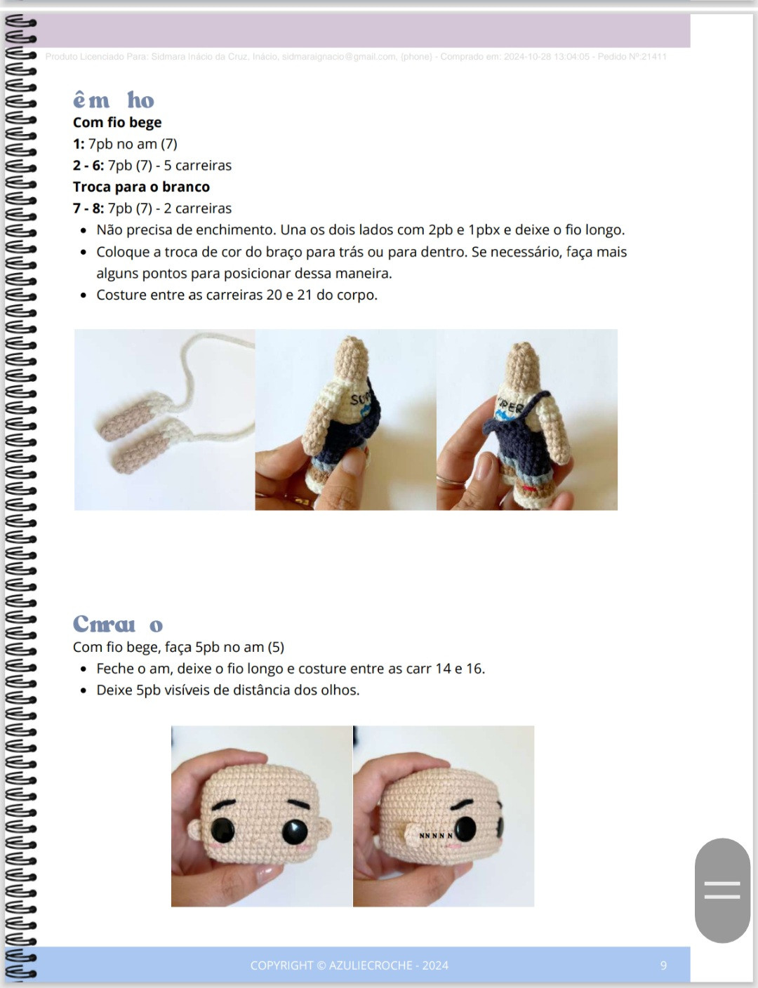"Gráfico de Crochê Amigurumi: Boneco de Mão Criativo e Adorável"