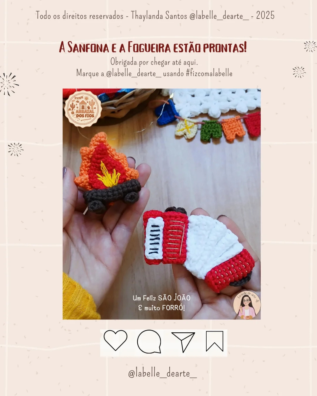 "Gráficos de Crochê de Sanfona e Fogueira: Arte Detalhada e Colorida"