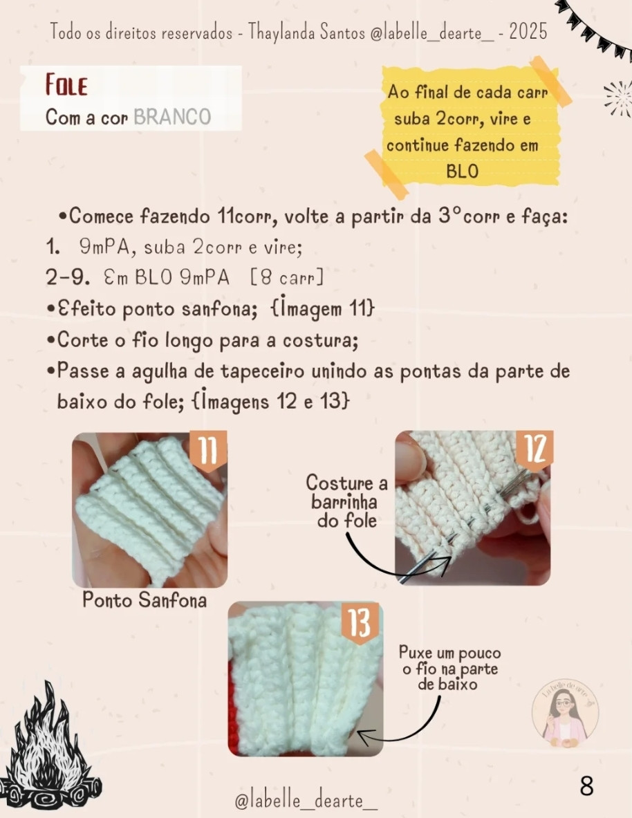 "Gráficos de Crochê de Sanfona e Fogueira: Arte Detalhada e Colorida"