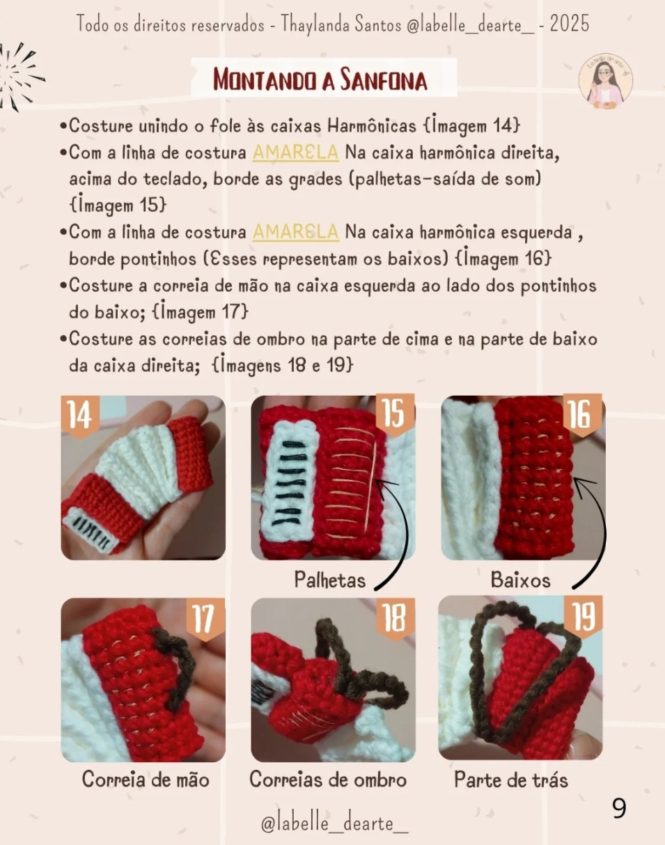 "Gráficos de Crochê de Sanfona e Fogueira: Arte Detalhada e Colorida"