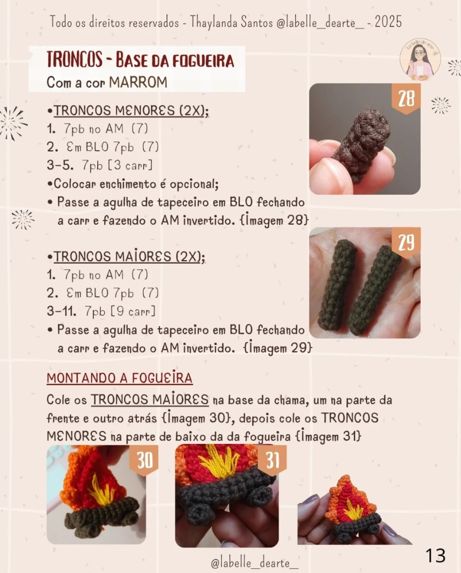 "Gráficos de Crochê de Sanfona e Fogueira: Arte Detalhada e Colorida"