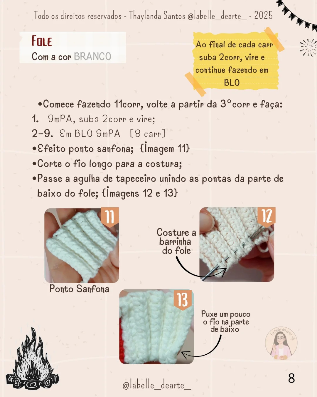 "Gráficos de Crochê de Sanfona e Fogueira: Arte Detalhada e Colorida"