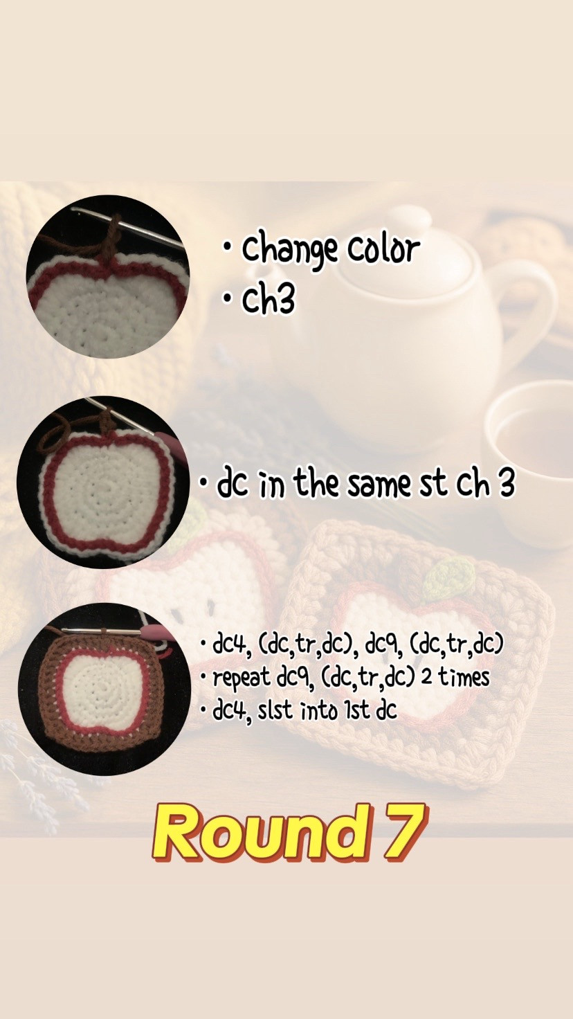Granny Square Crochet Pattern Featuring an Apple Design