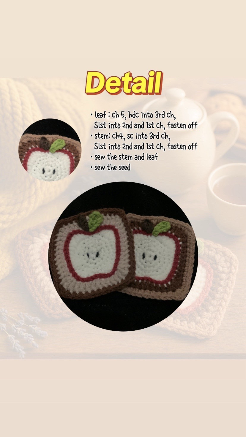 Granny Square Crochet Pattern Featuring an Apple Design