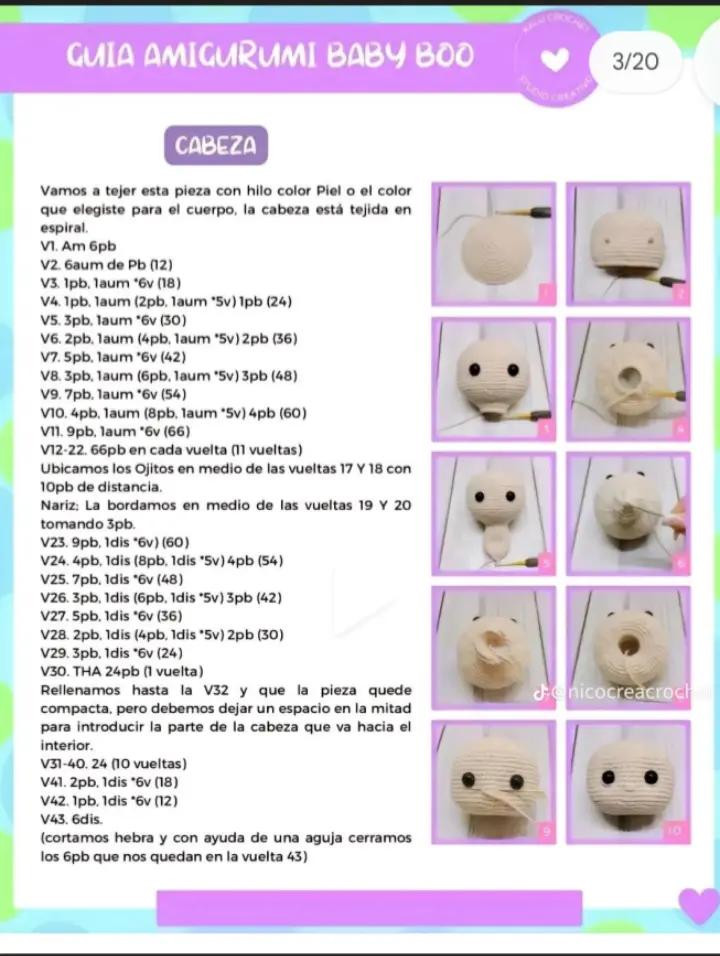 Guía Completa para Crear Amigurumi Baby Boo con Instrucciones Detalladas